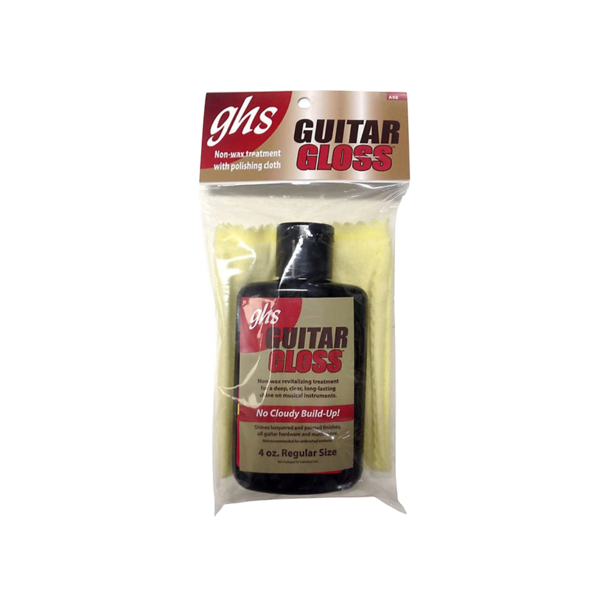 GHS A98 Guitar Gloss – 4oz Bottle + Flannel Polishing Cloth view 1