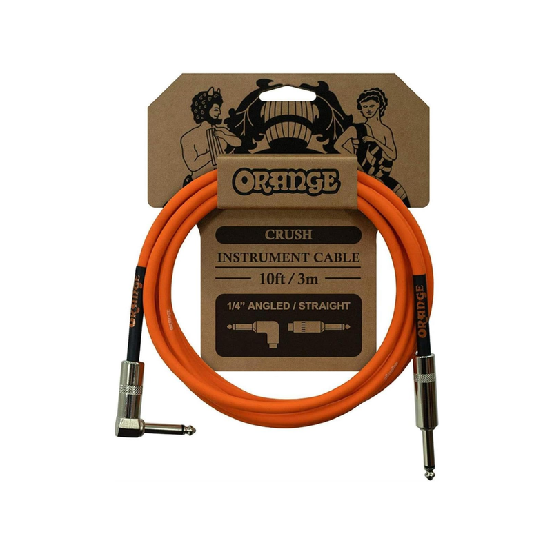 Orange Crush 10'/3m Instrument Cable, Angled to Straight Connector, Orange