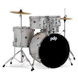 PDP CENTERstage 5-Piece Complete Drum Kit 22", Diamond White Sparkle (Hardware, Cymbals & Throne) view 1