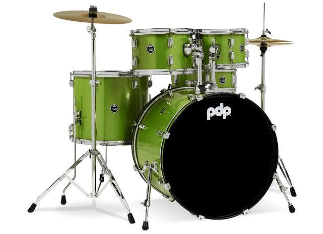 PDP CENTERstage 5-Piece Complete Drum Kit 22", Electric Green Sparkle (Hardware, Cymbals & Throne) — view 1