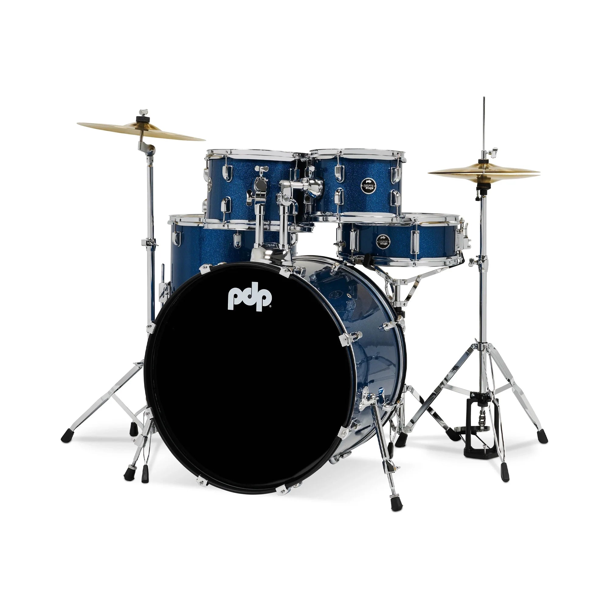 PDP CENTERstage 5-Piece Complete Drum Kit 22", Royal Blue Sparkle (Hardware, Cymbals & Throne) view 1