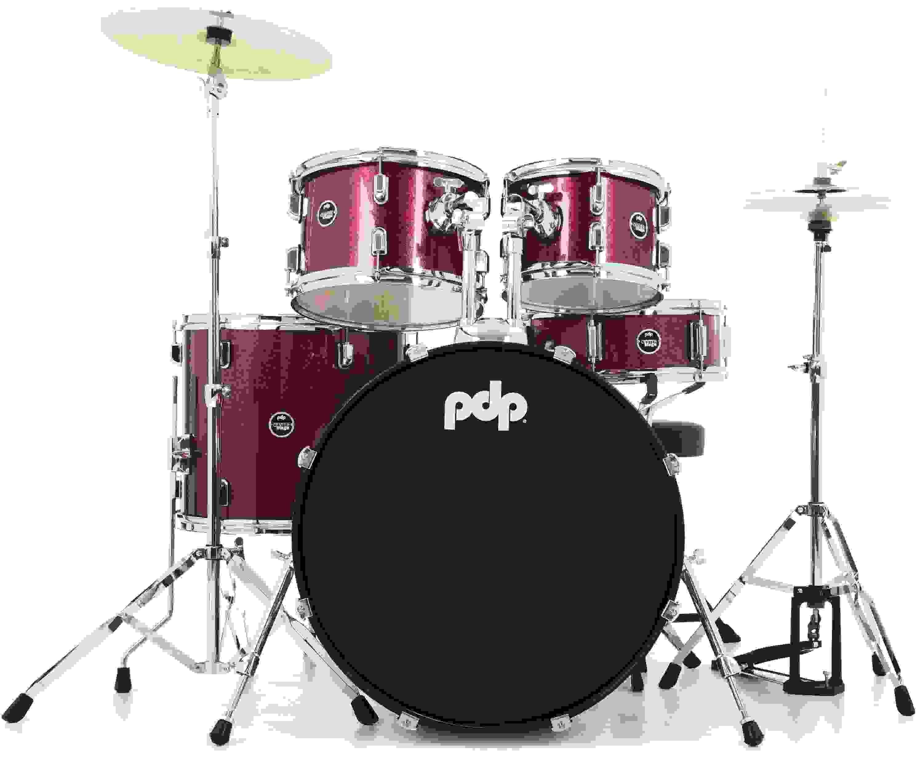 PDP CENTERstage 5-Piece Complete Drum Kit 22", Ruby Red Sparkle (Hardware, Cymbals & Throne) view 2