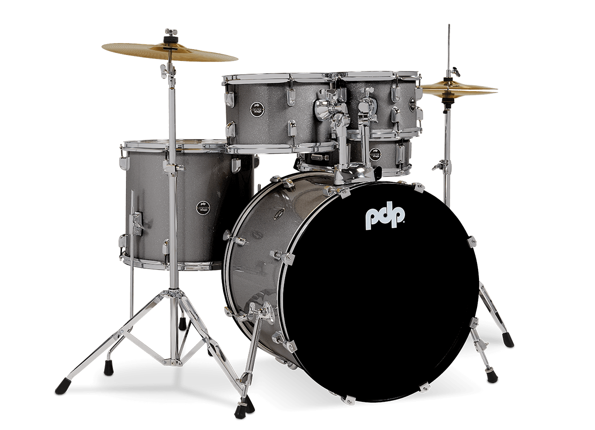 PDP CENTERstage 5-Piece Complete Drum Kit 22", Silver Sparkle (Hardware, Cymbals & Throne) — view 1