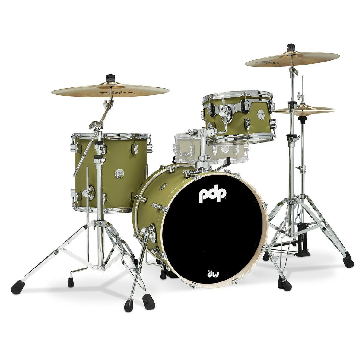 PDP Concept Maple Bop Kit 18", Satin Olive, Chrome Hardware view 3