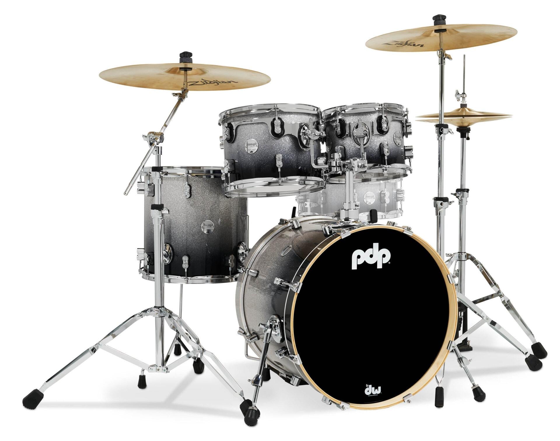 PDP Concept Maple 4-Piece Shell Pack 20", Silver-to-Black Fade, Chrome Hardware view 3