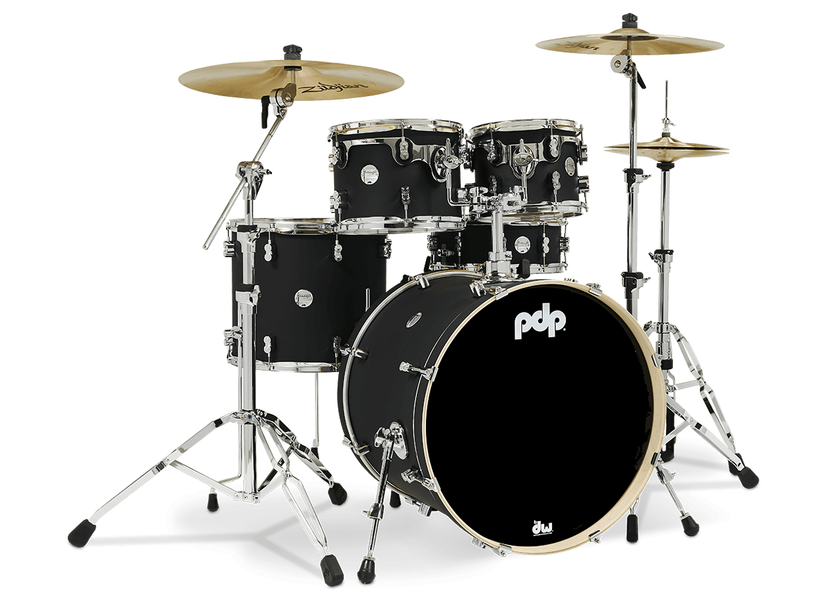 PDP Concept Maple 5-Piece Shell Pack 22", Satin Black, Chrome Hardware view 2