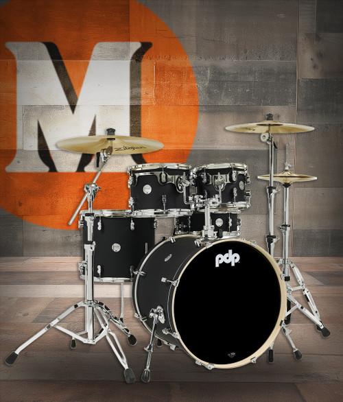 PDP Concept Maple 5-Piece Shell Pack 22", Satin Black, Chrome Hardware view 4