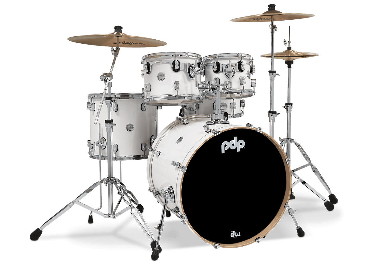 PDP Concept Maple 5-Piece Shell Pack 22", Pearlescent White, Chrome Hardware view 4