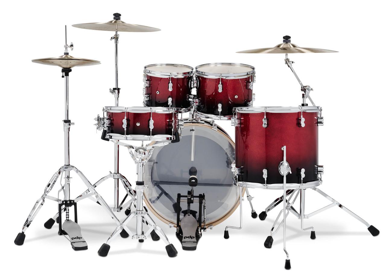 PDP Concept Maple 5-Piece Shell Pack 22", Silver-to-Black Fade, Chrome Hardware view 2