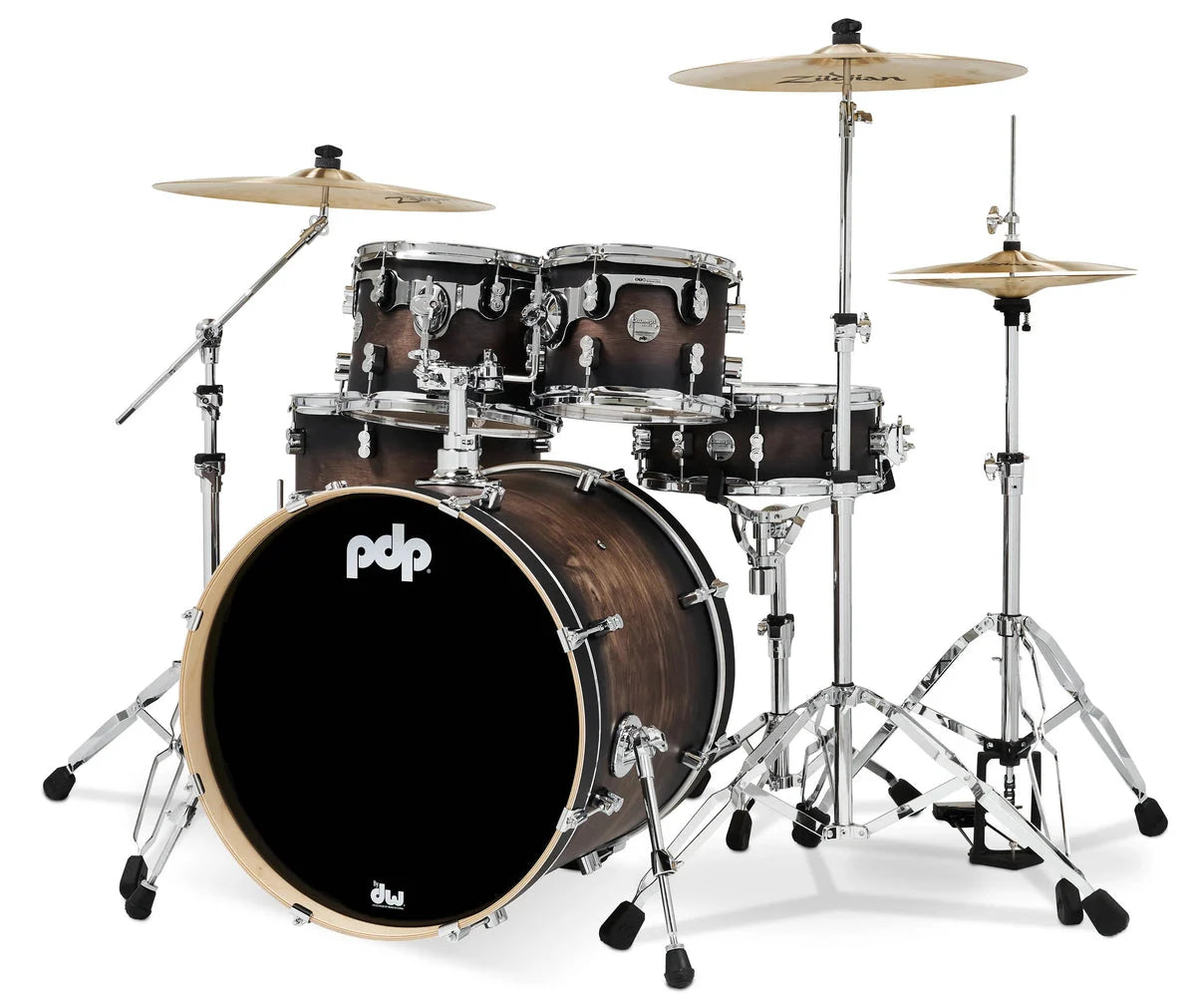 PDP Concept Maple 5-Piece Shell Pack 22", Satin Charcoal Burst, Chrome Hardware view 7
