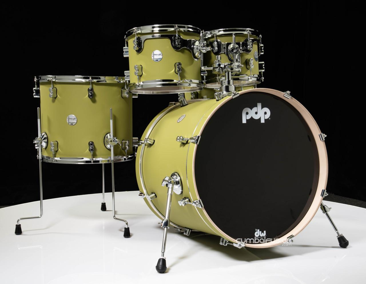 PDP Concept Maple 5-Piece Shell Pack 22", Satin Olive, Chrome Hardware view 2
