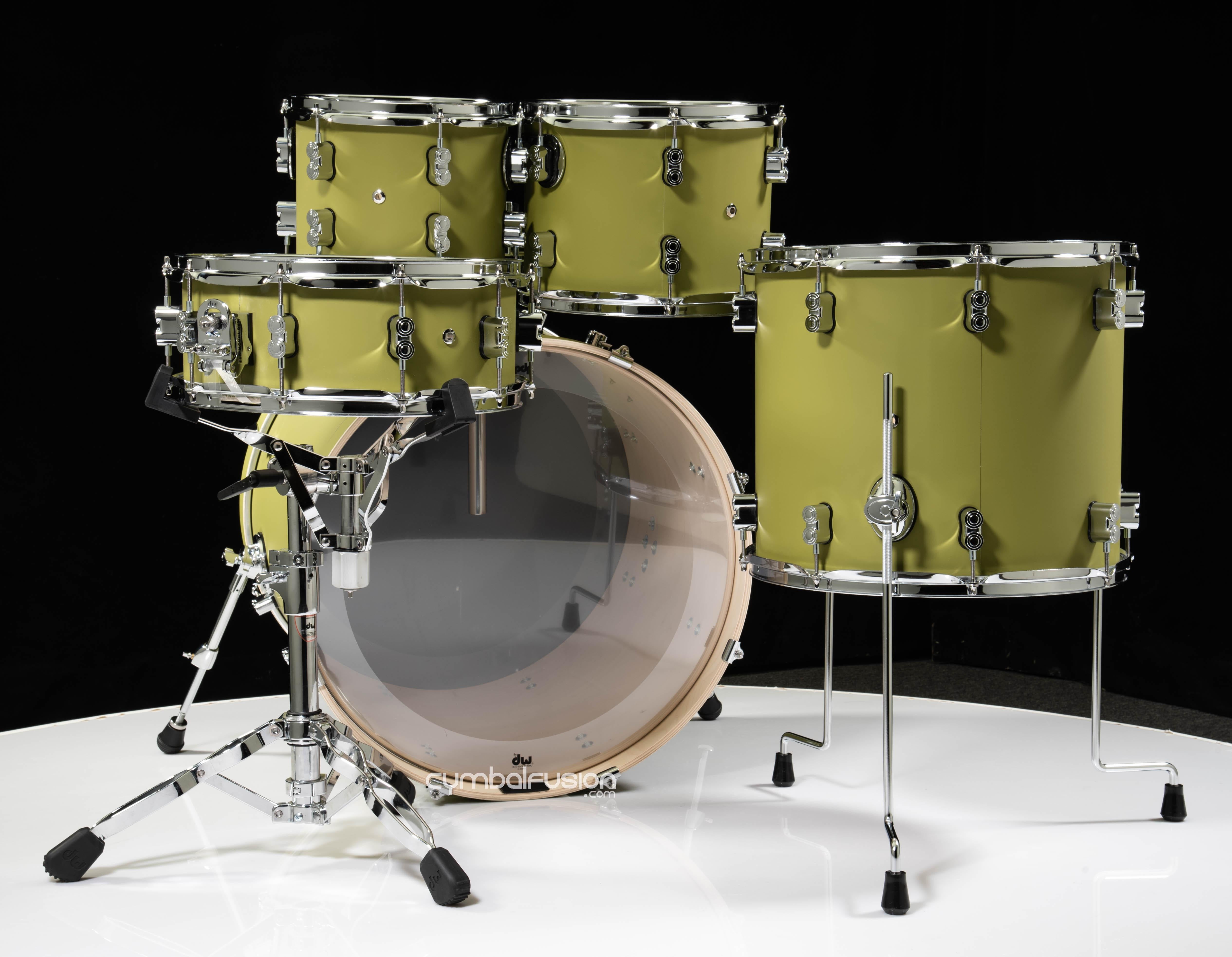 PDP Concept Maple 5-Piece Shell Pack 22", Satin Olive, Chrome Hardware view 7