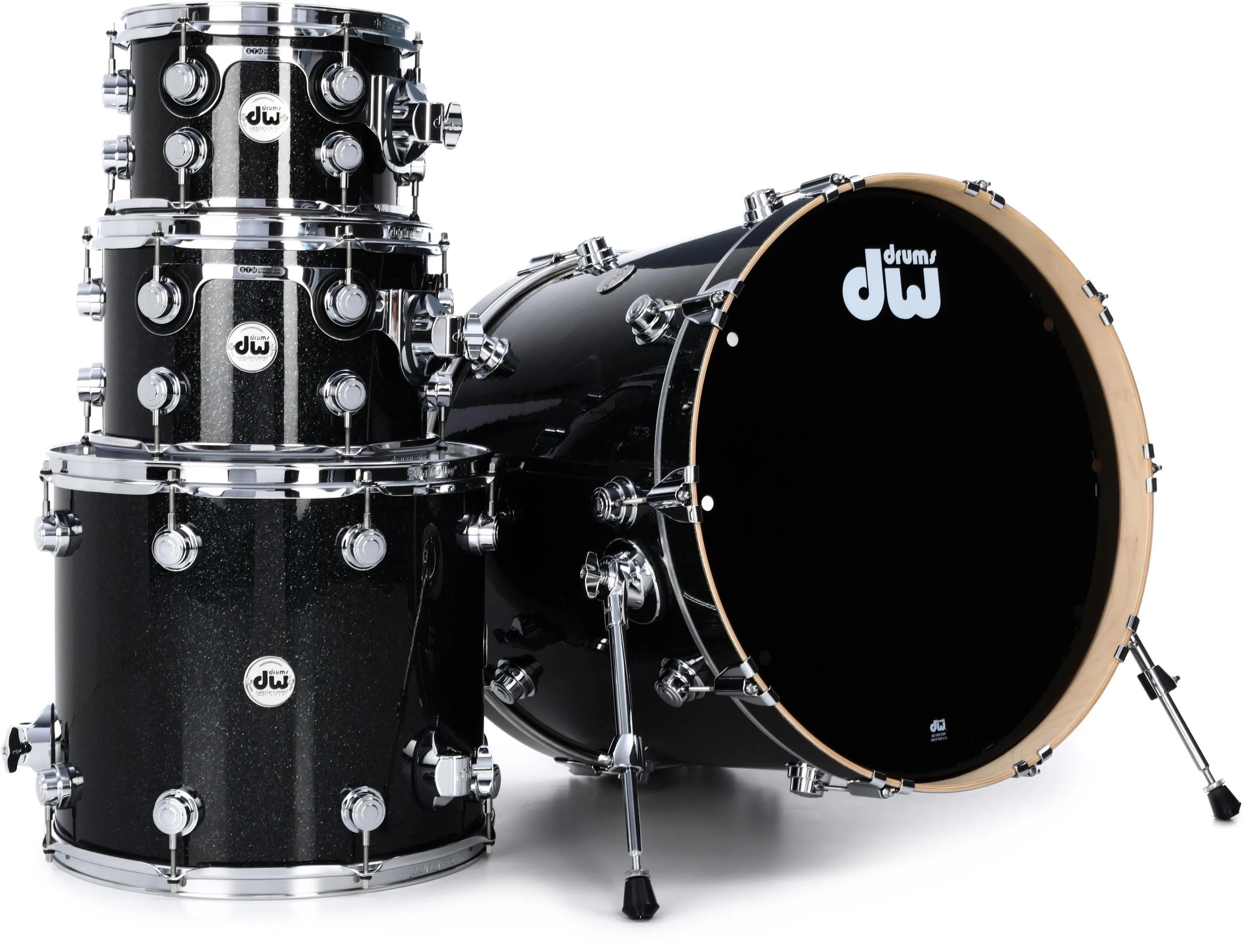 DW Collector's Series Maple Black Ice Finish 5pcs. Shell Drum Set view 3